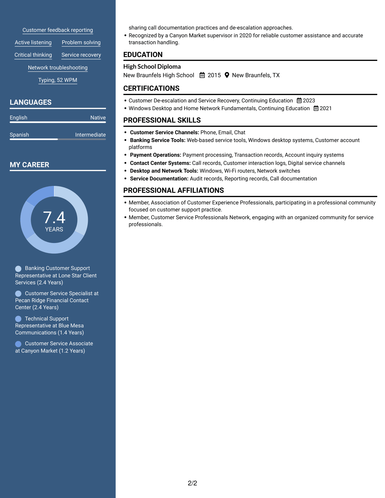 Resume example — page 2