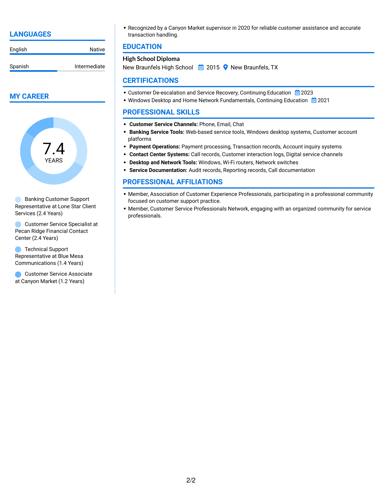 Resume example — page 2