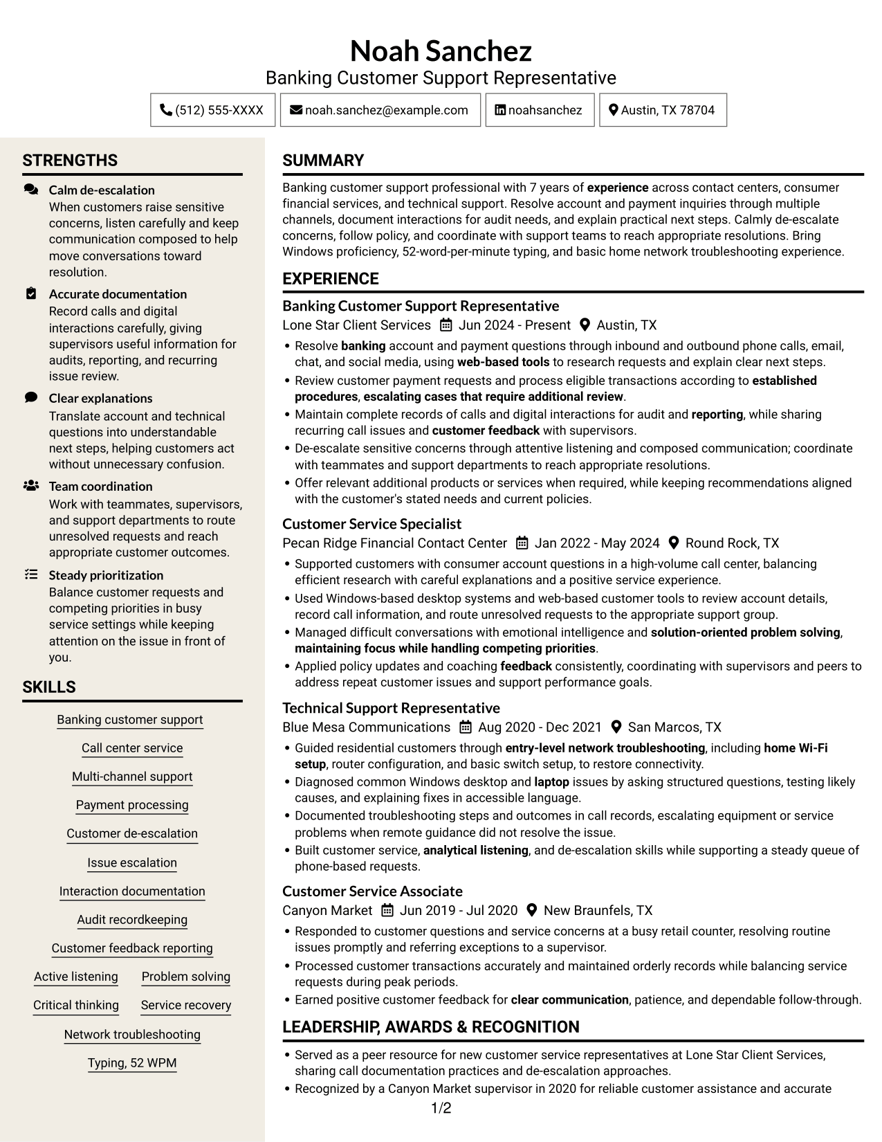 Resume example — page 1