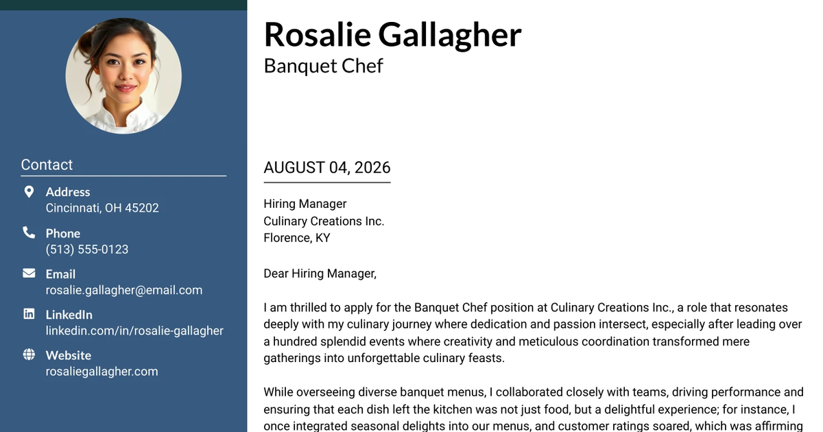 30+ Banquet Chef Cover Letter Templates with Example 2026