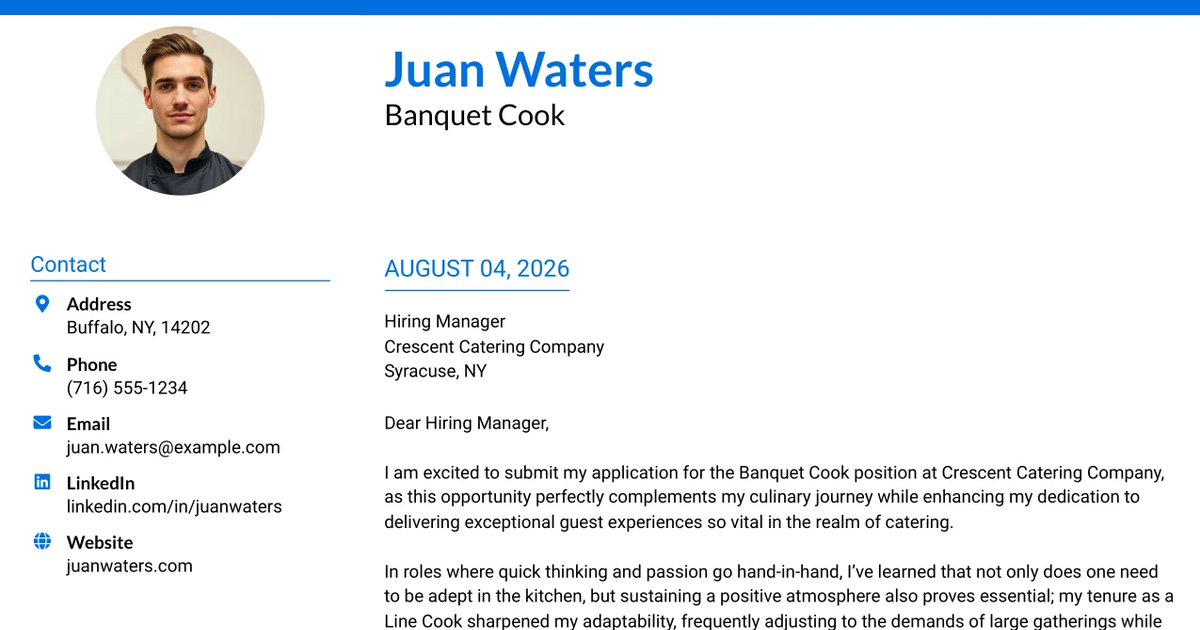 30+ Banquet Cook Cover Letter Templates with Example 2026