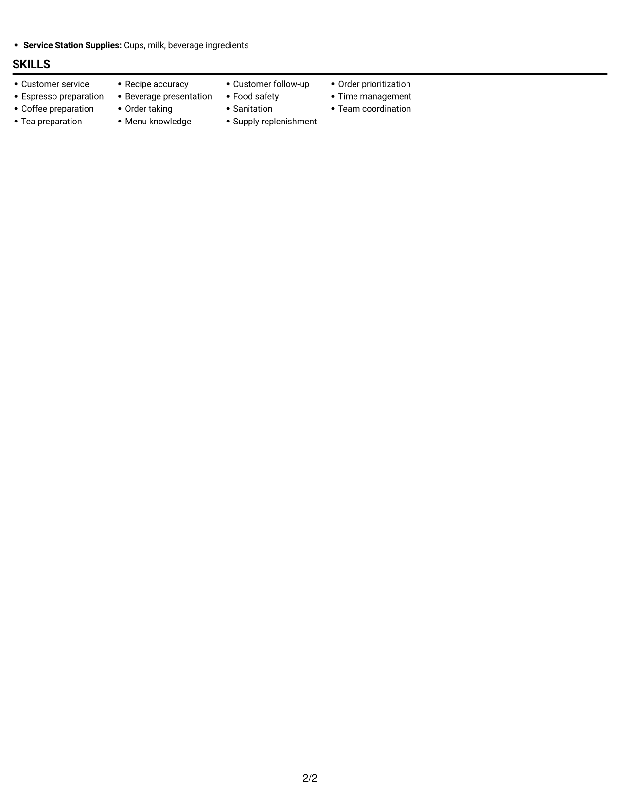 Resume example — page 2