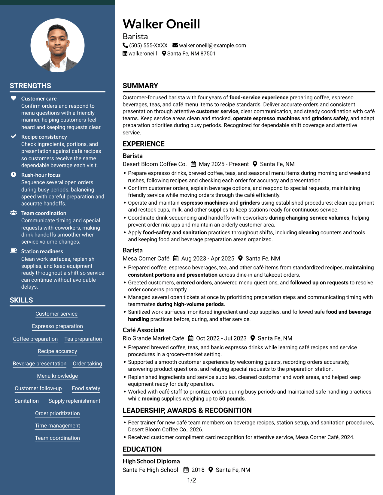 Resume example — page 1