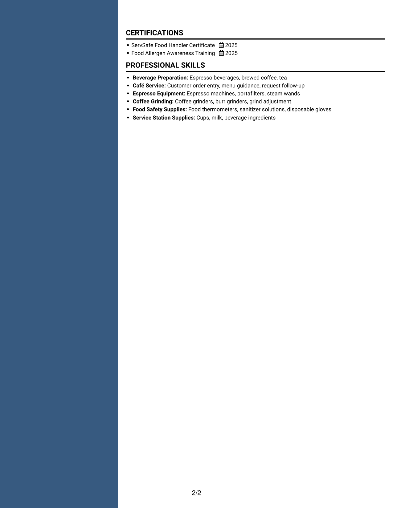 Resume example — page 2