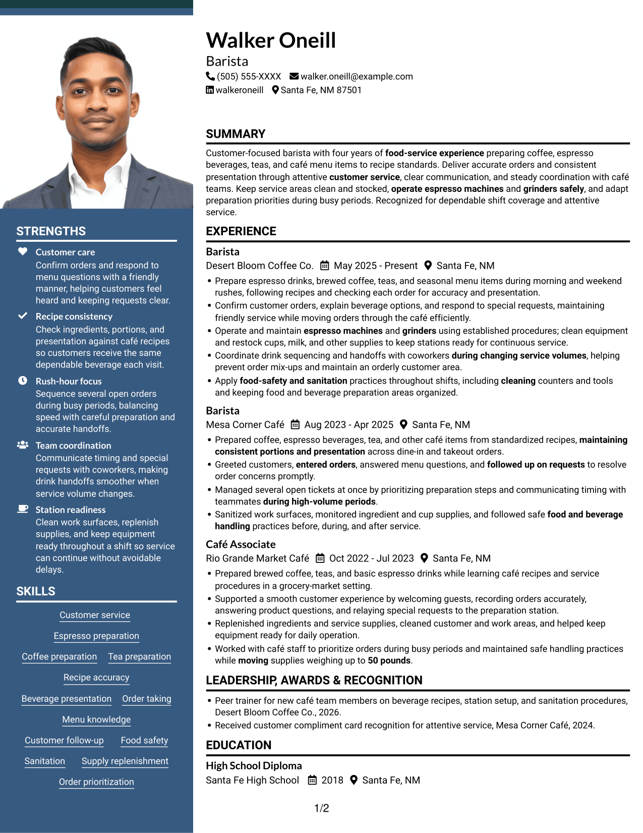 Resume example — page 1