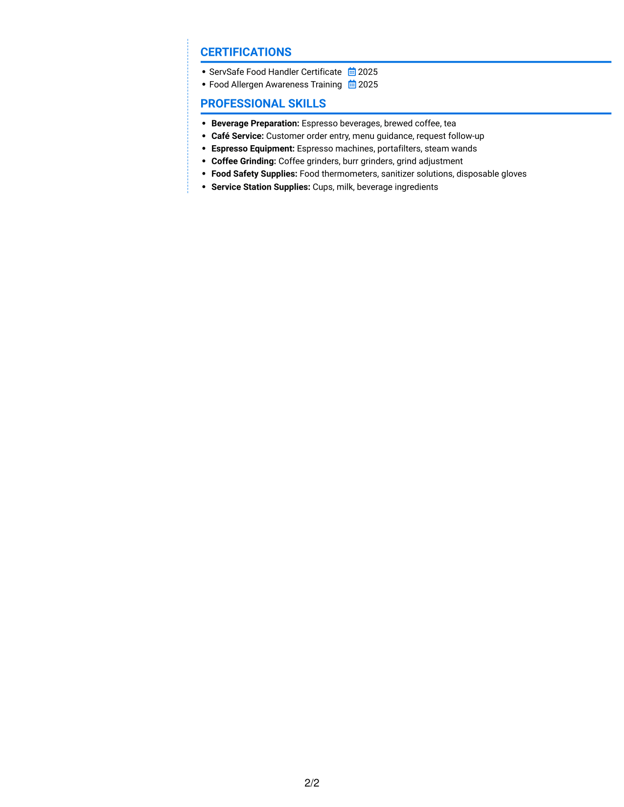 Resume example — page 2