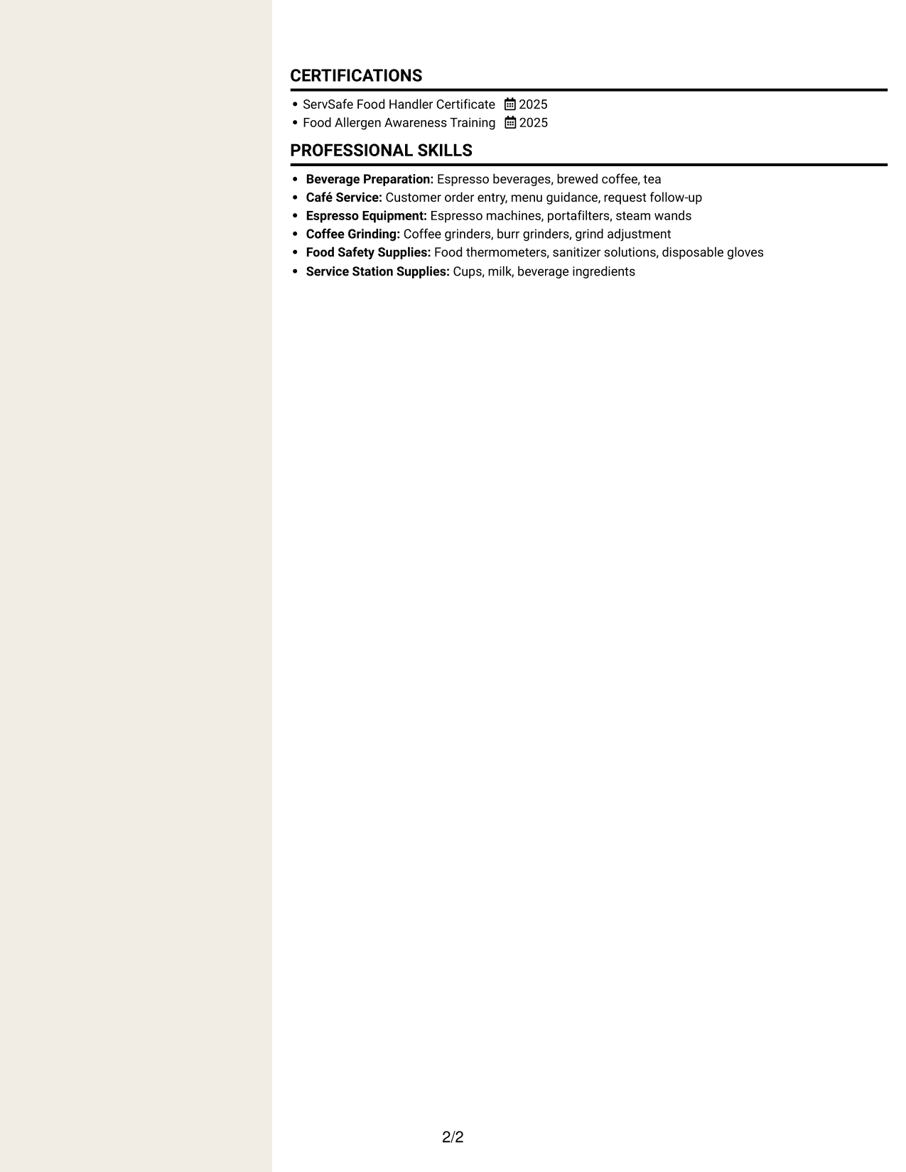 Resume example — page 2