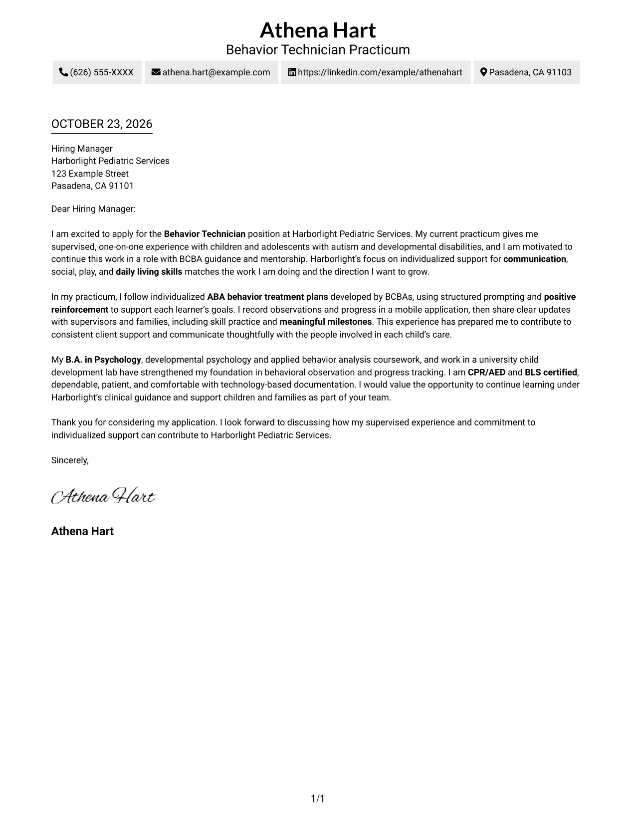 Cover letter example — page 1