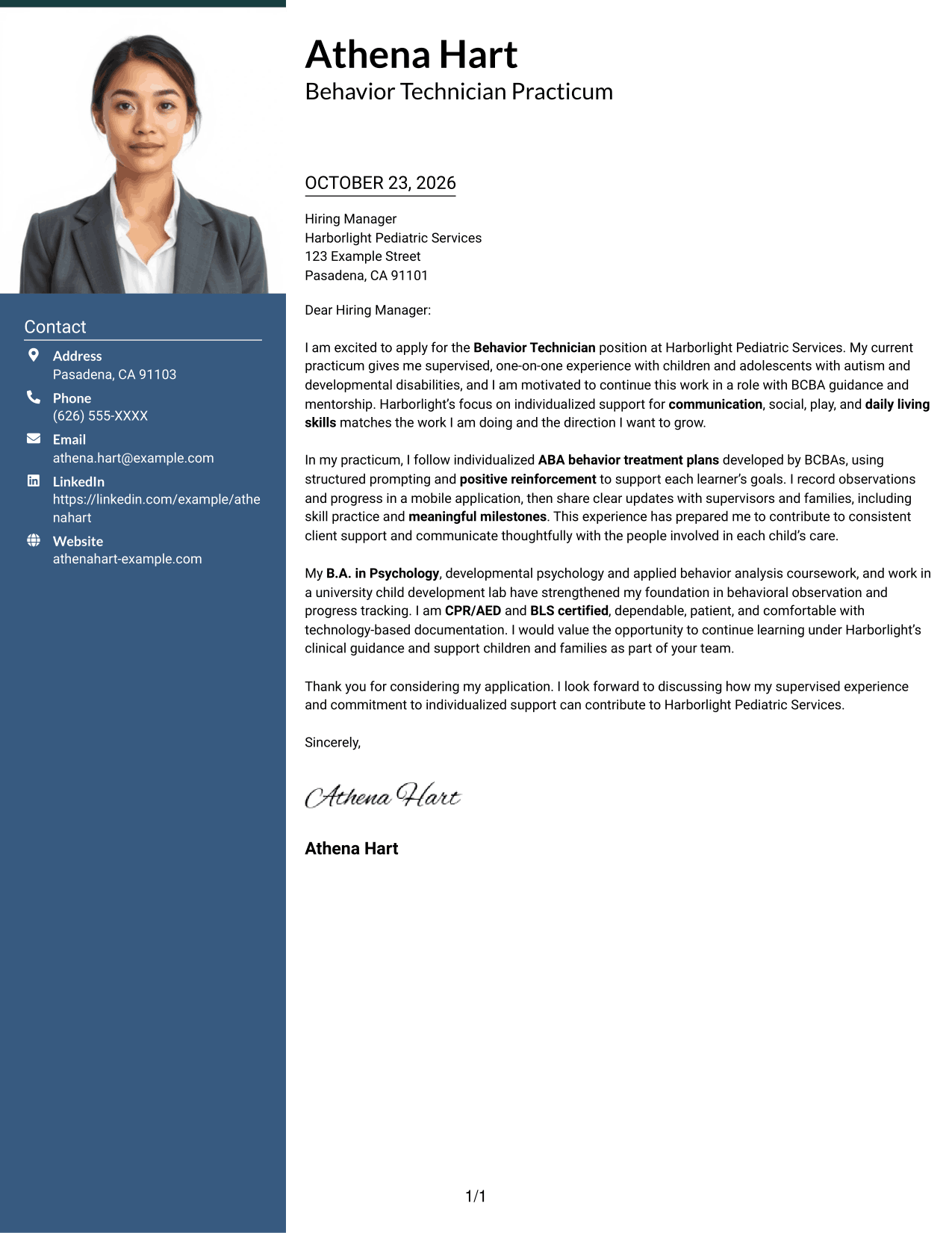Cover letter example — page 1