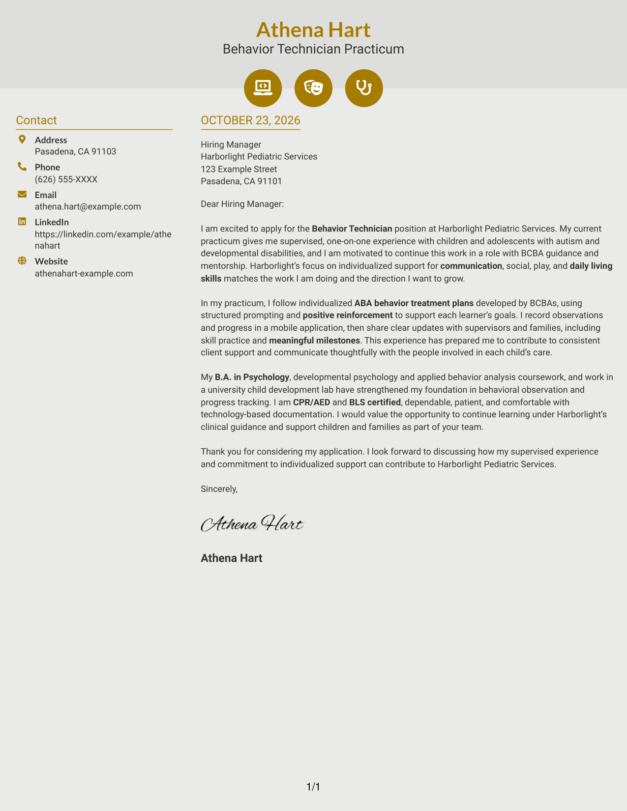 Cover letter example — page 1