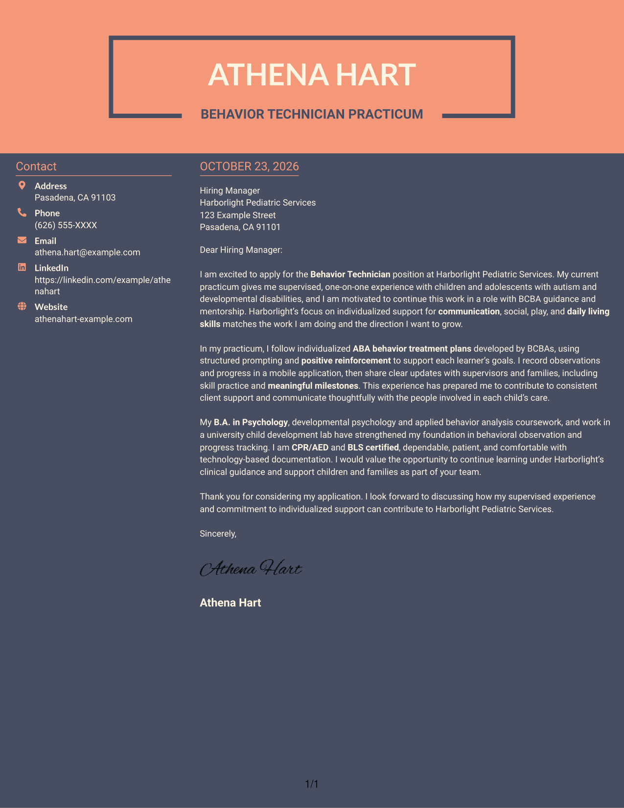 Cover letter example — page 1