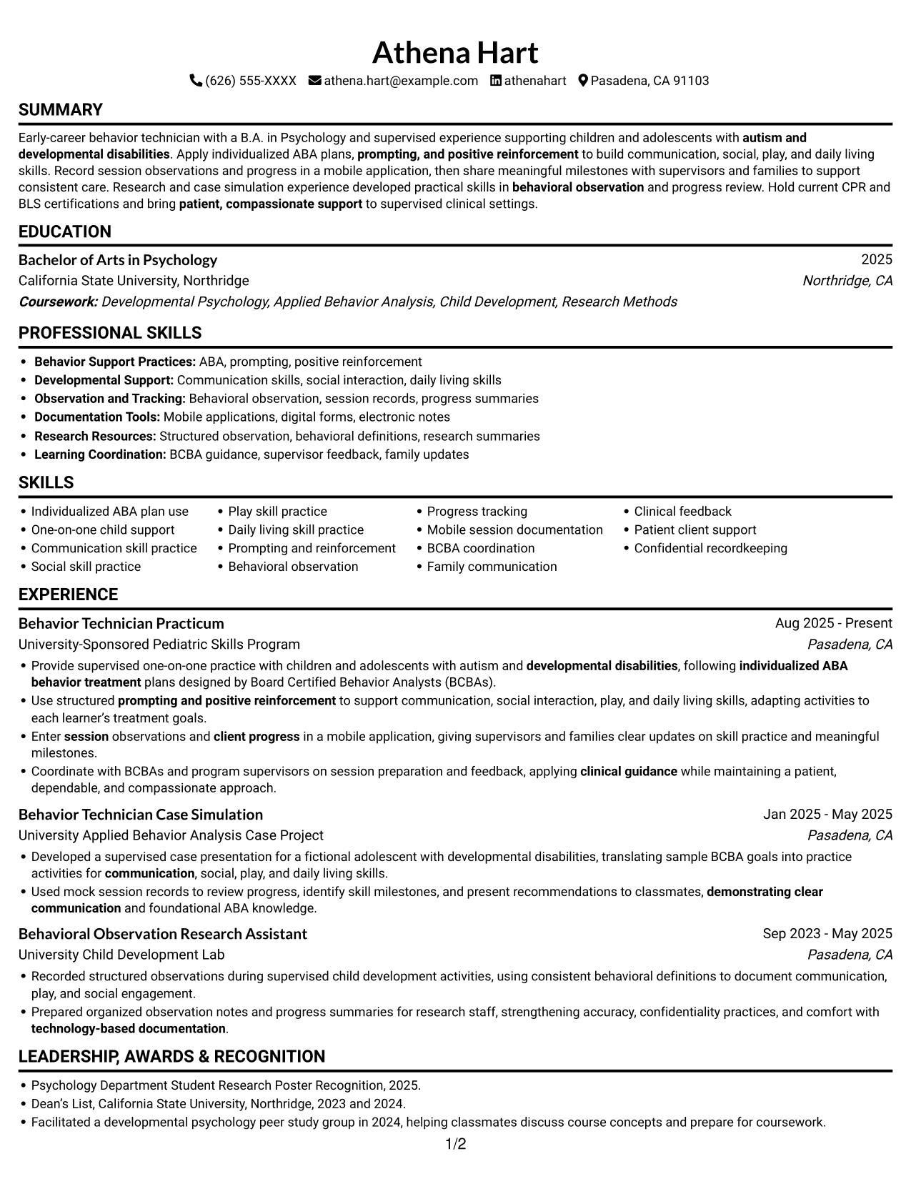 Resume example — page 1