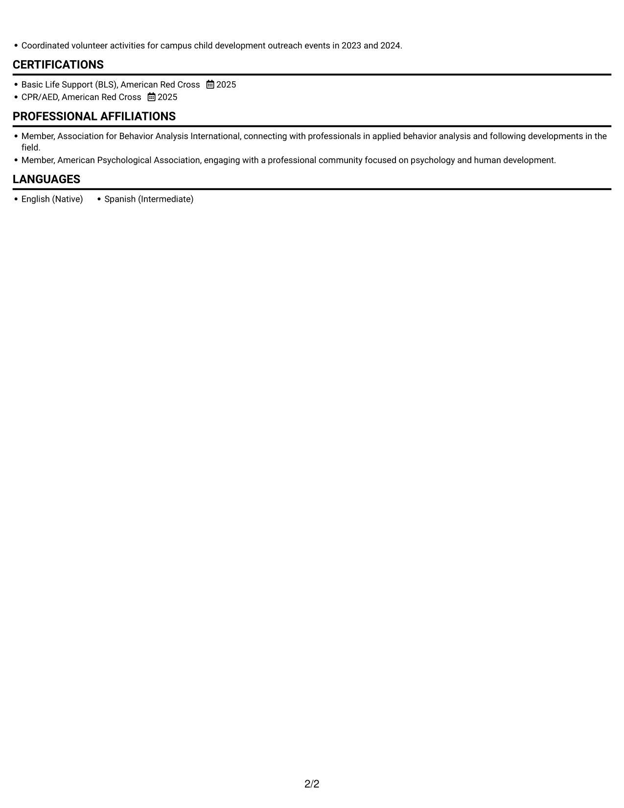 Resume example — page 2