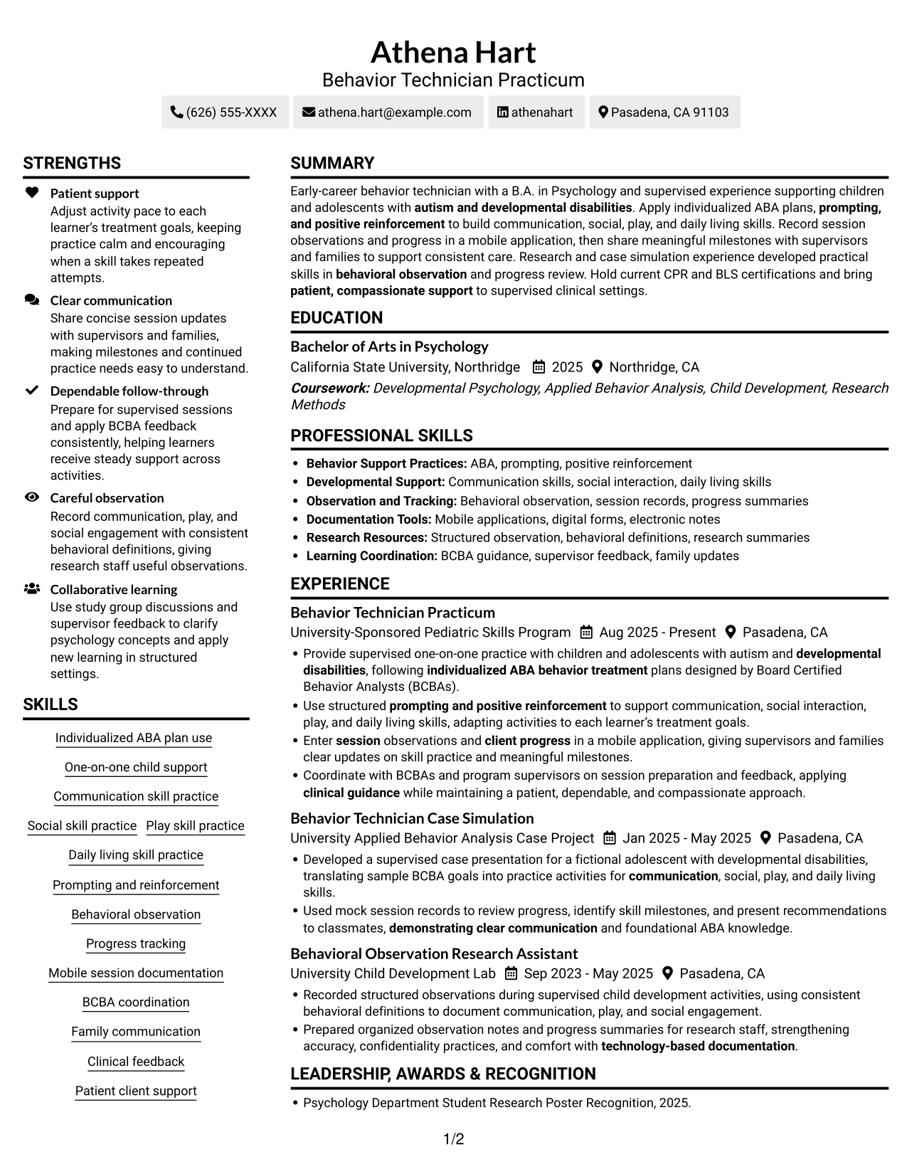 Resume example — page 1