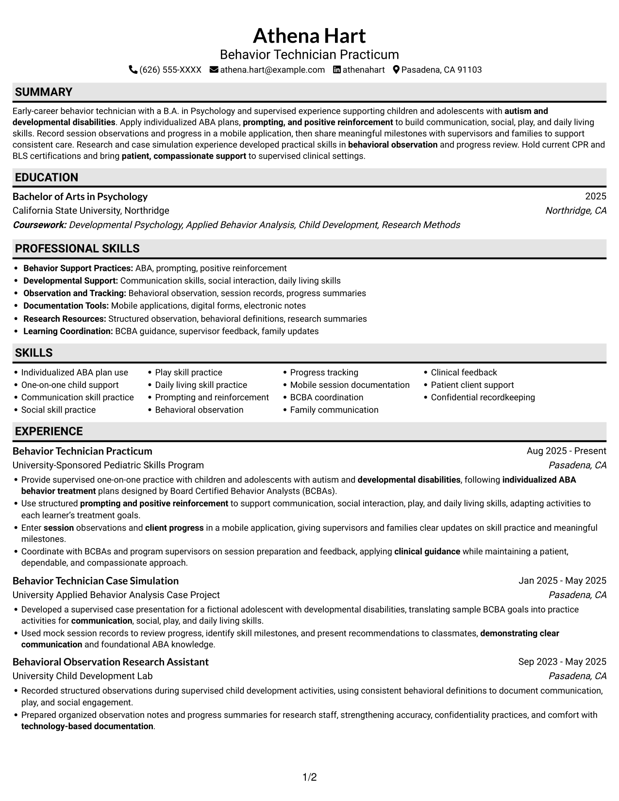 Resume example — page 1