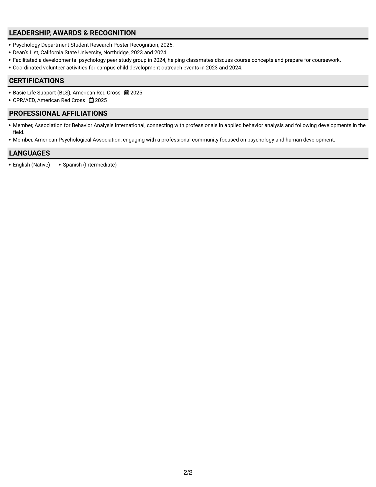 Resume example — page 2