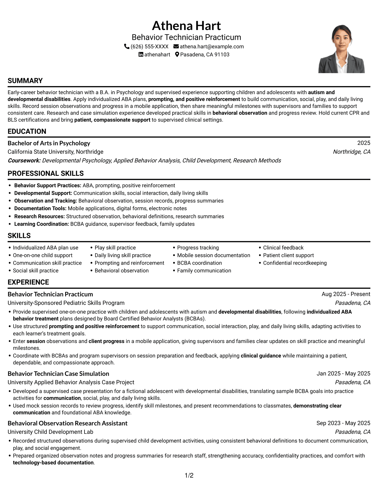 Resume example — page 1