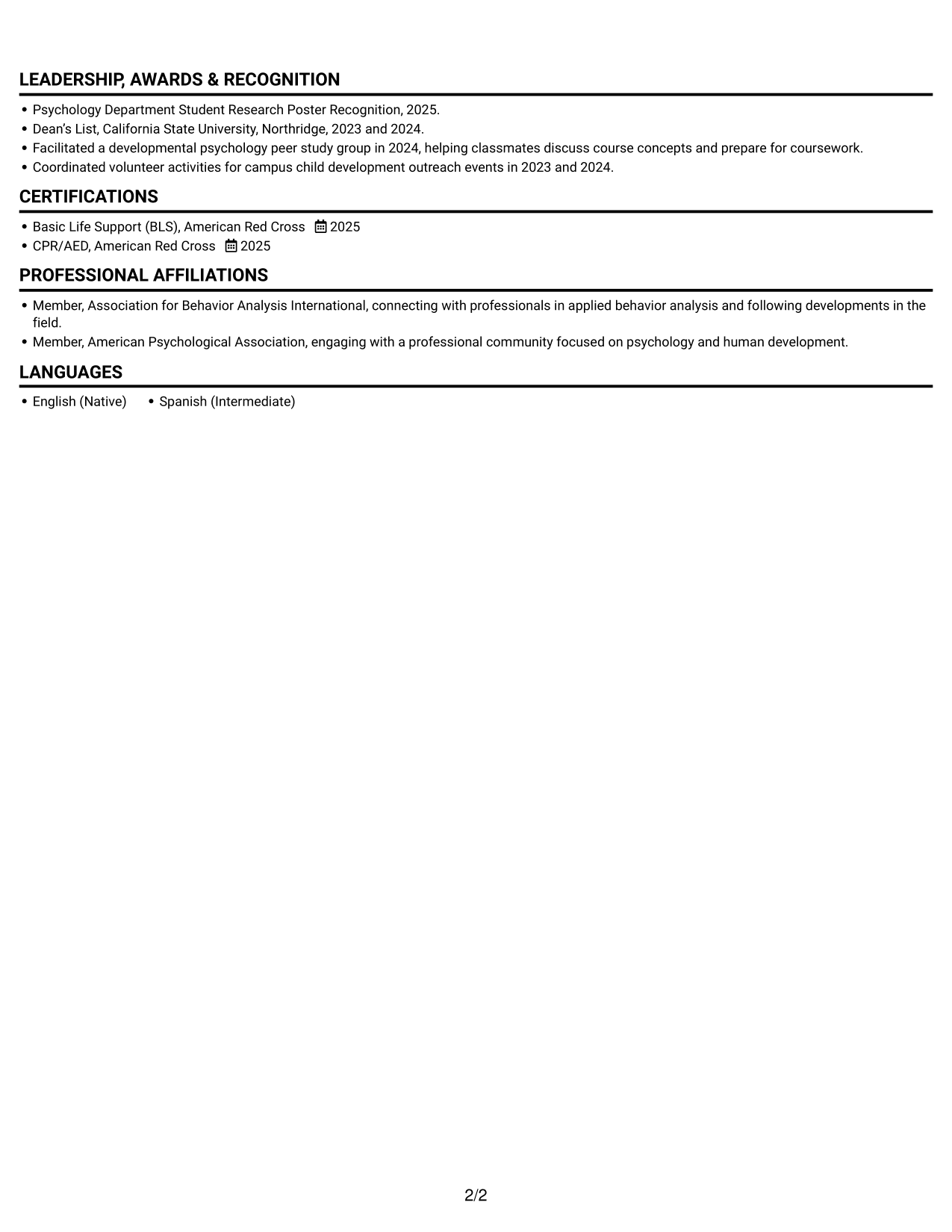 Resume example — page 2