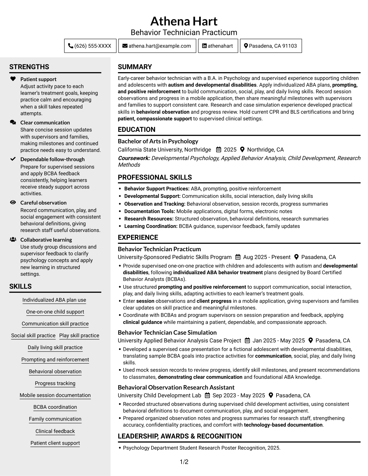 Resume example — page 1