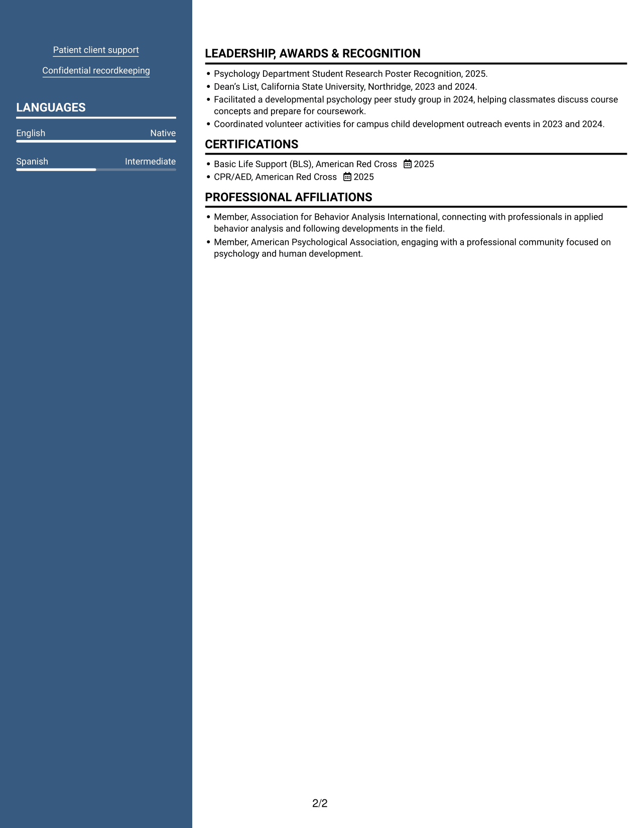 Resume example — page 2