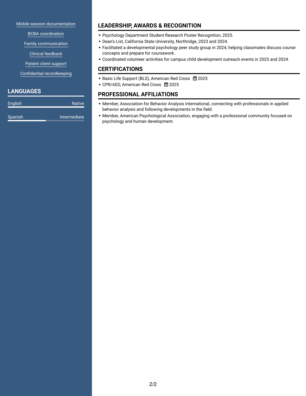 Resume example — page 2