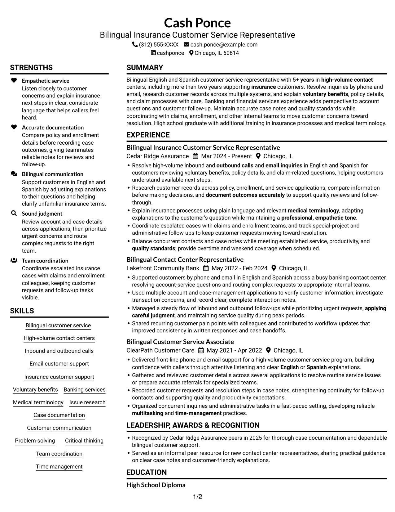 Resume example — page 1