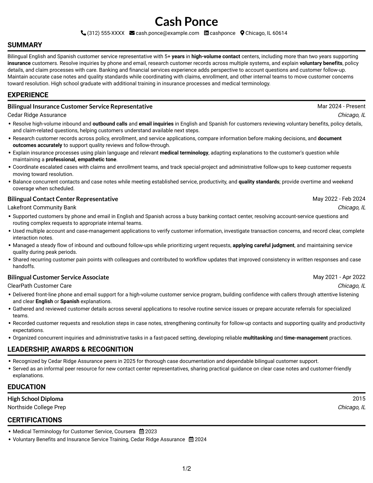 Resume example — page 1