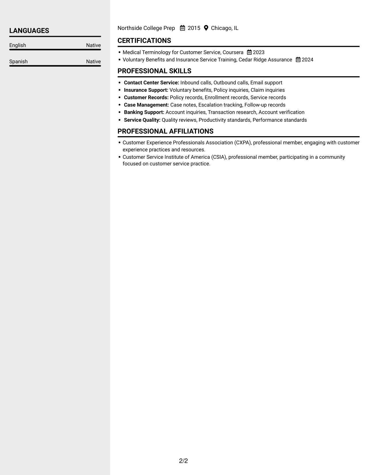 Resume example — page 2
