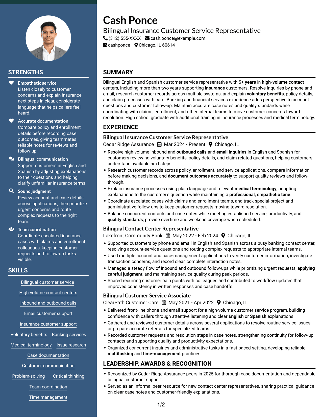 Resume example — page 1