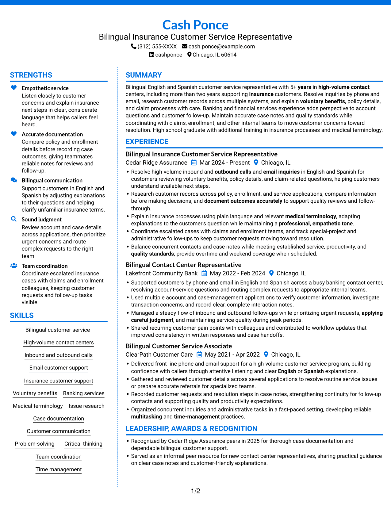 Resume example — page 1