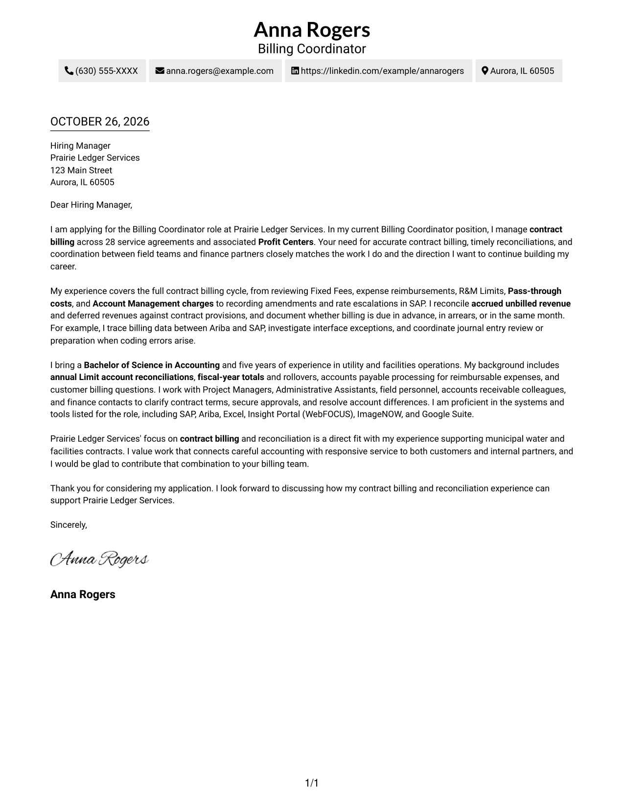 Cover letter example — page 1