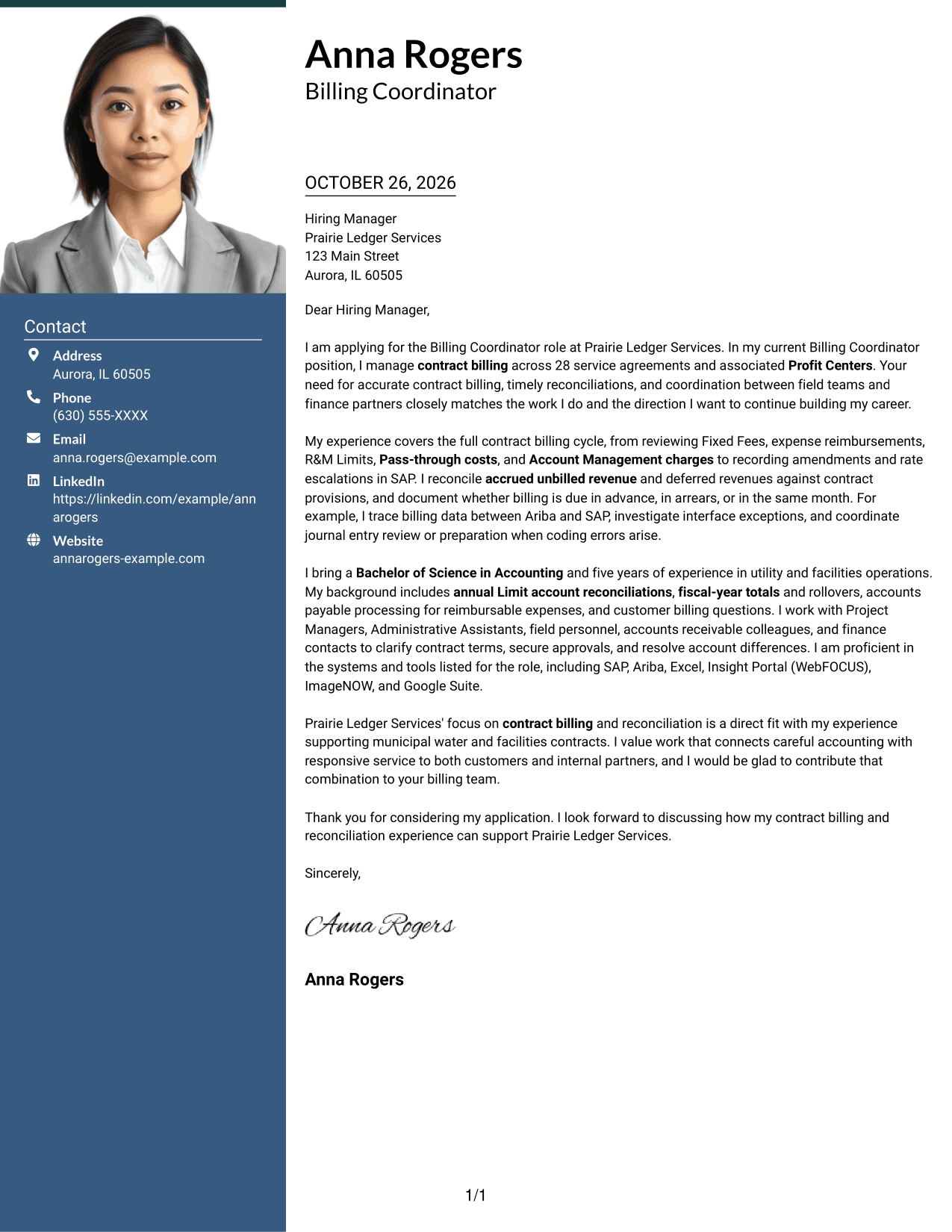 Cover letter example — page 1