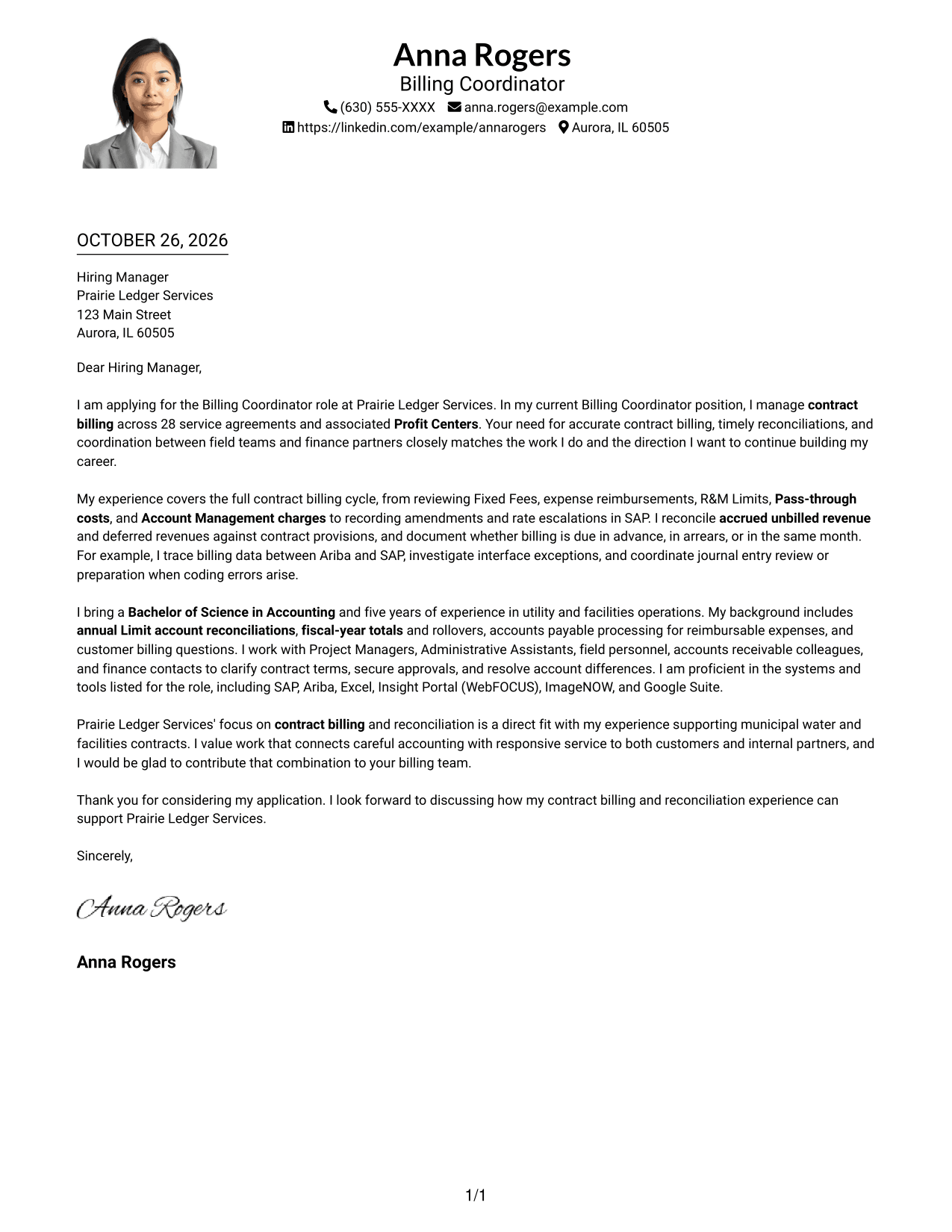 Cover letter example — page 1