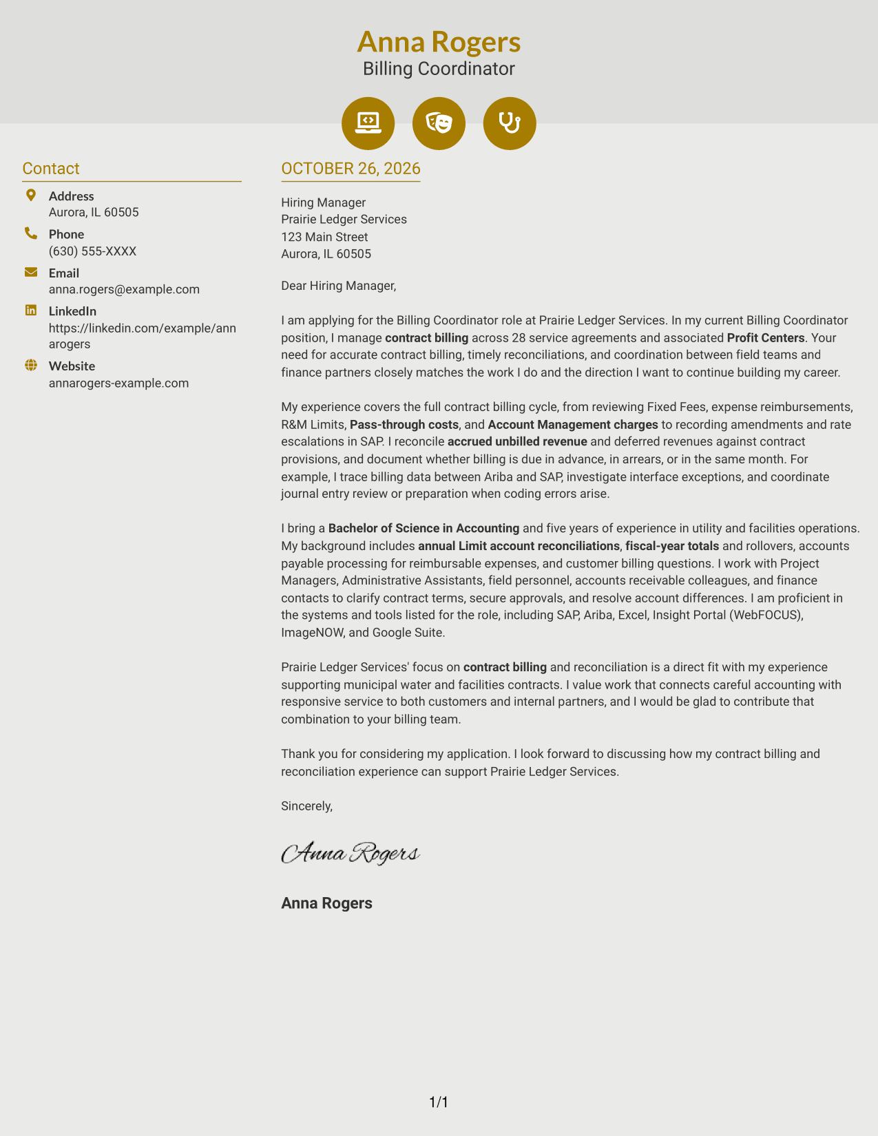 Cover letter example — page 1