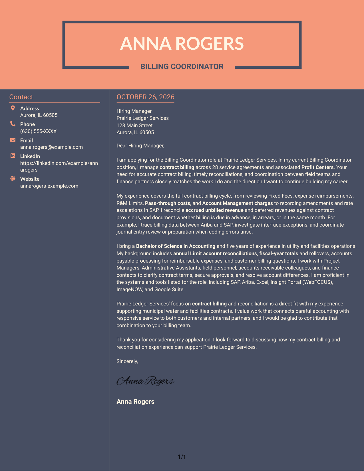 Cover letter example — page 1