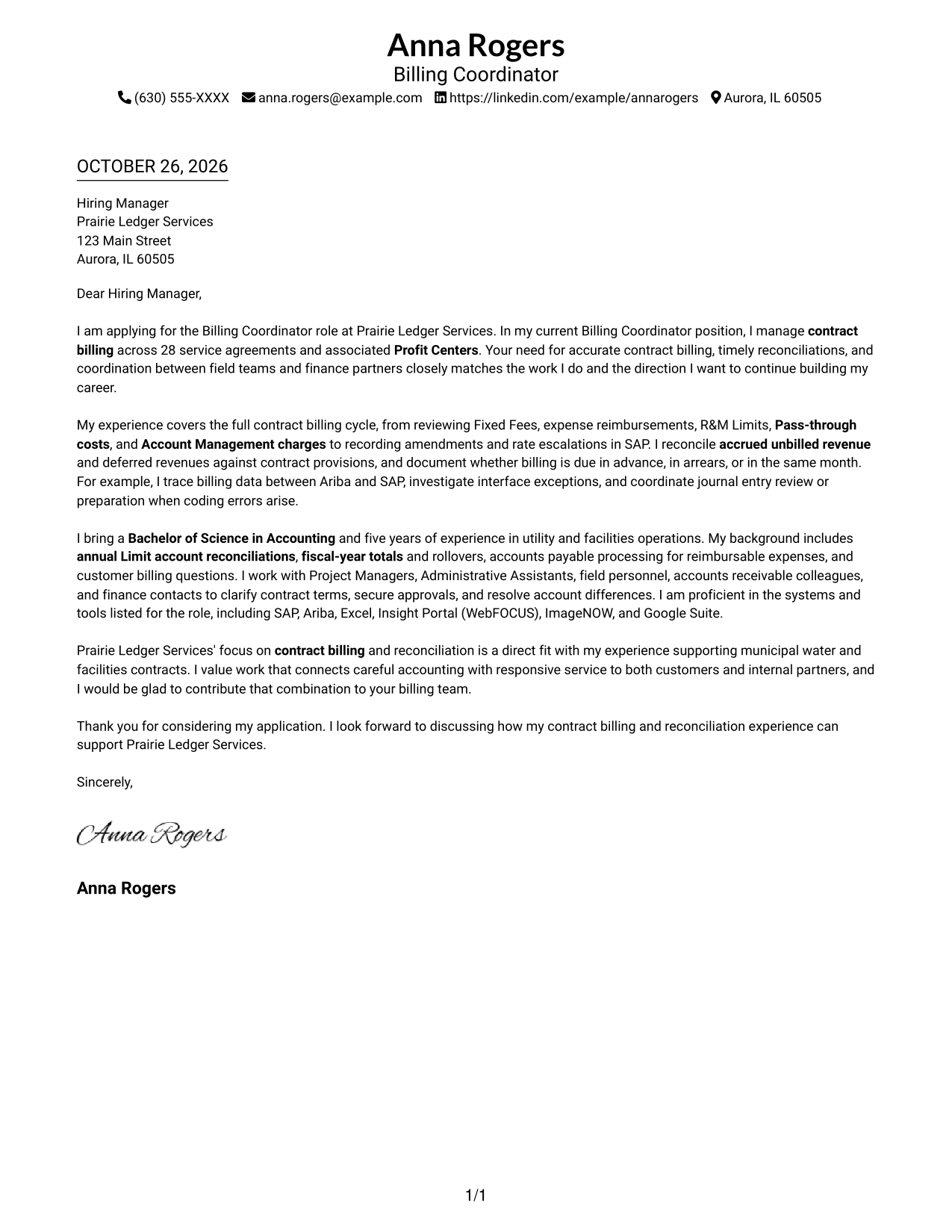 Cover letter example — page 1