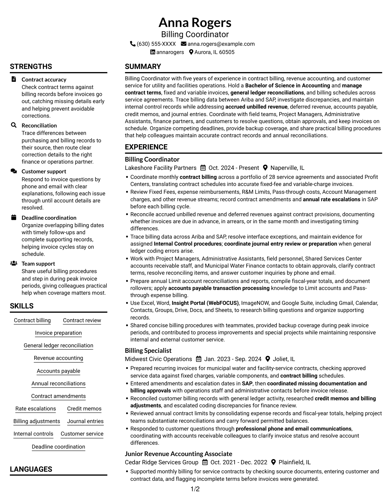 Resume example — page 1