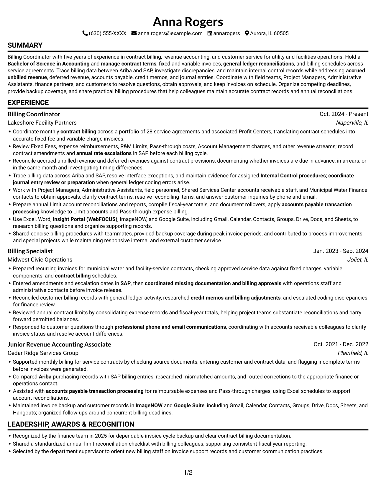 Resume example — page 1