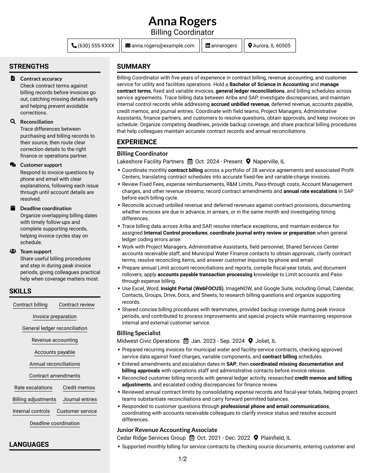 Resume example — page 1