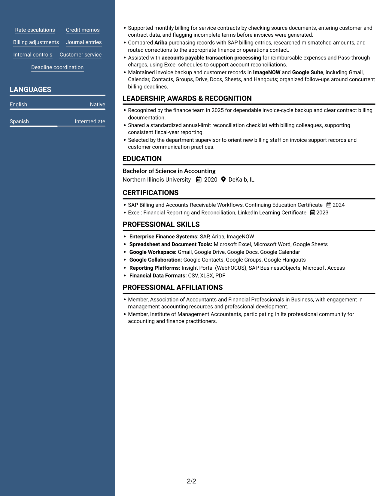 Resume example — page 2