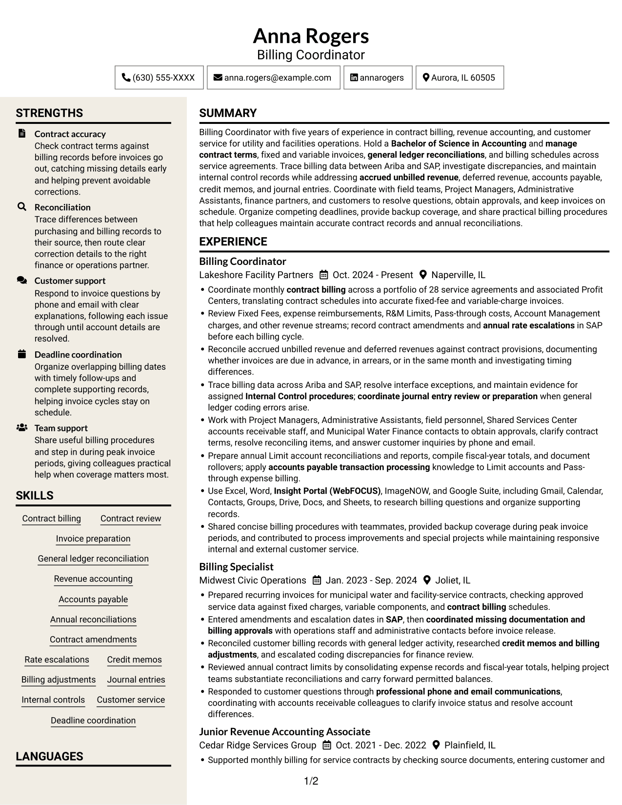 Resume example — page 1