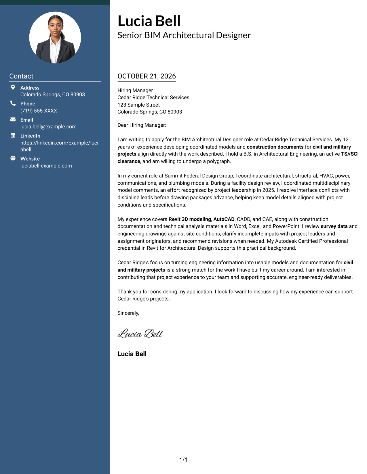 Cover letter example — page 1