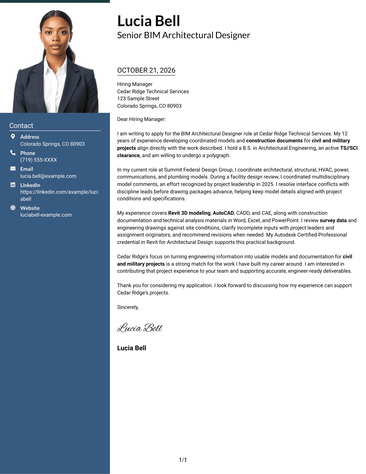 Cover letter example — page 1
