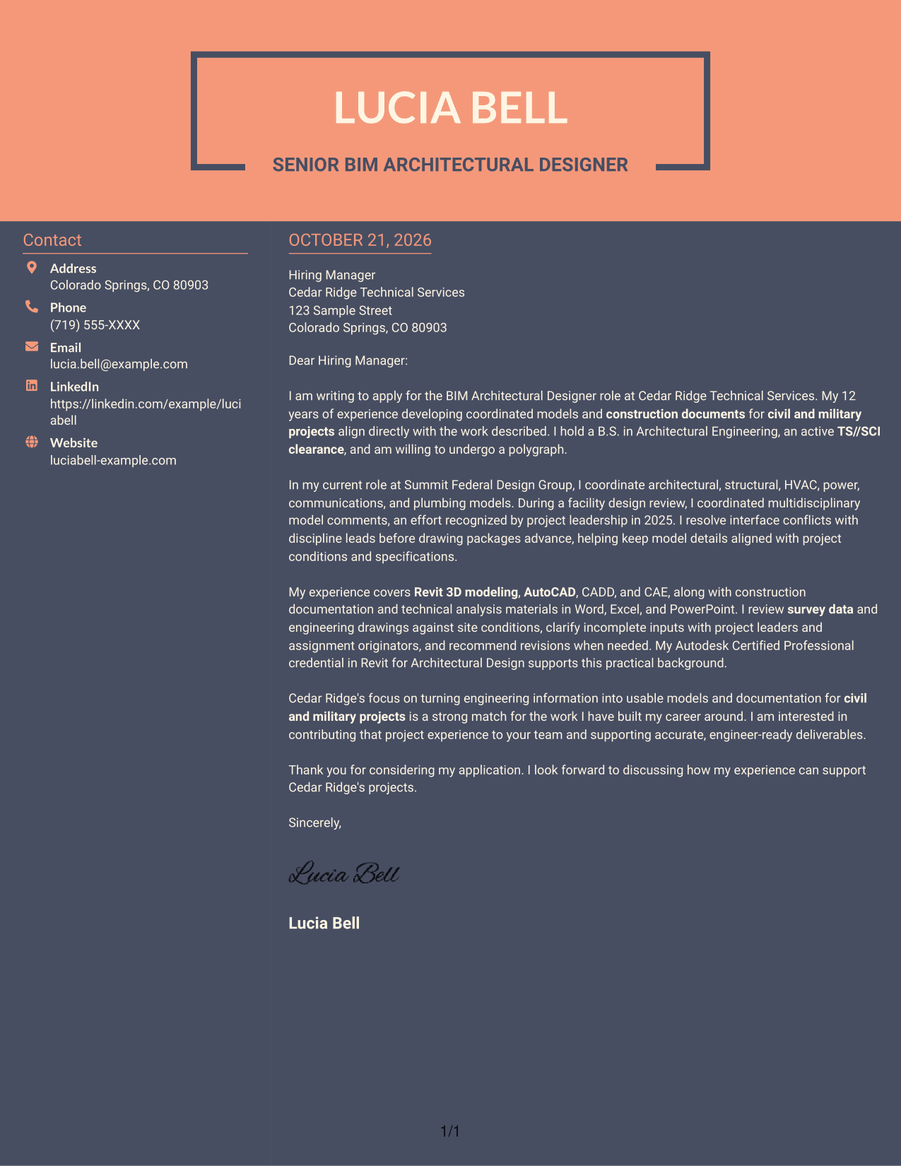 Cover letter example — page 1