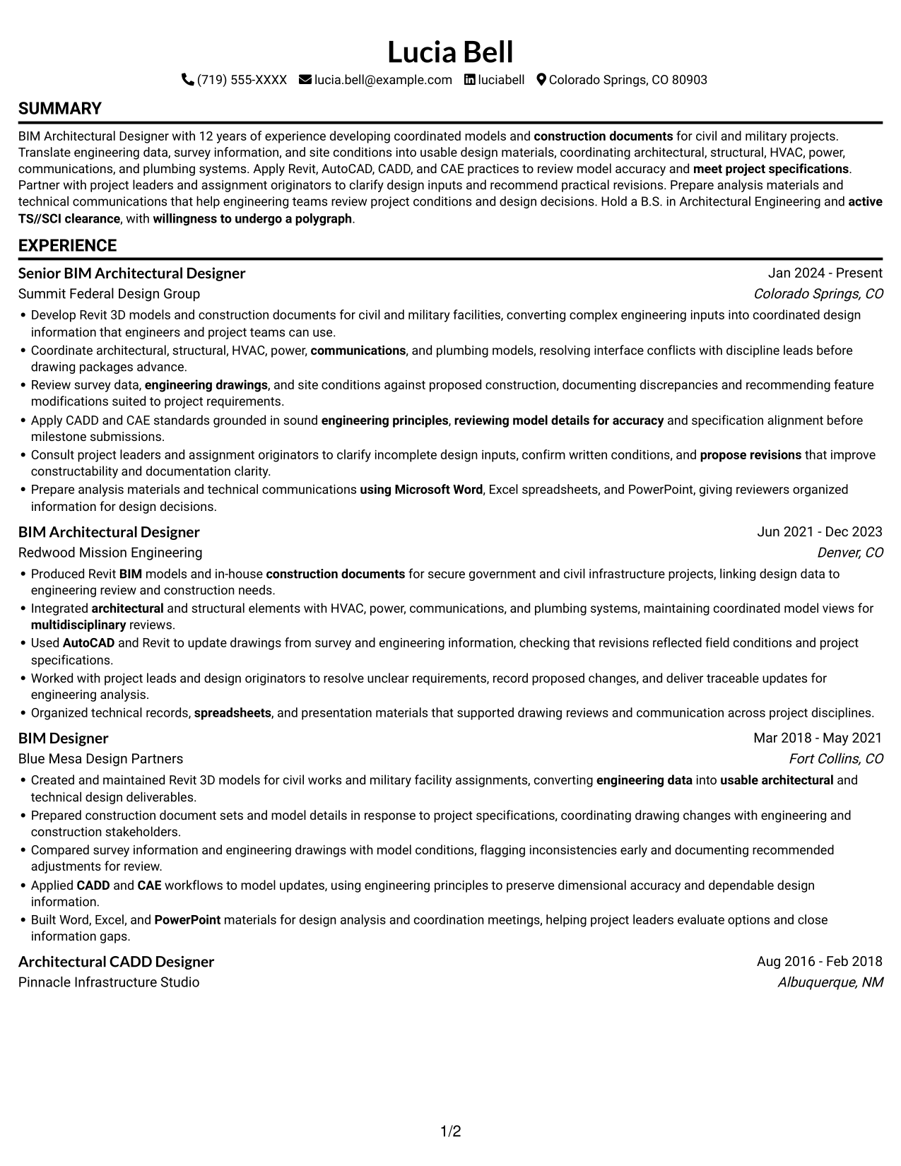 Resume example — page 1