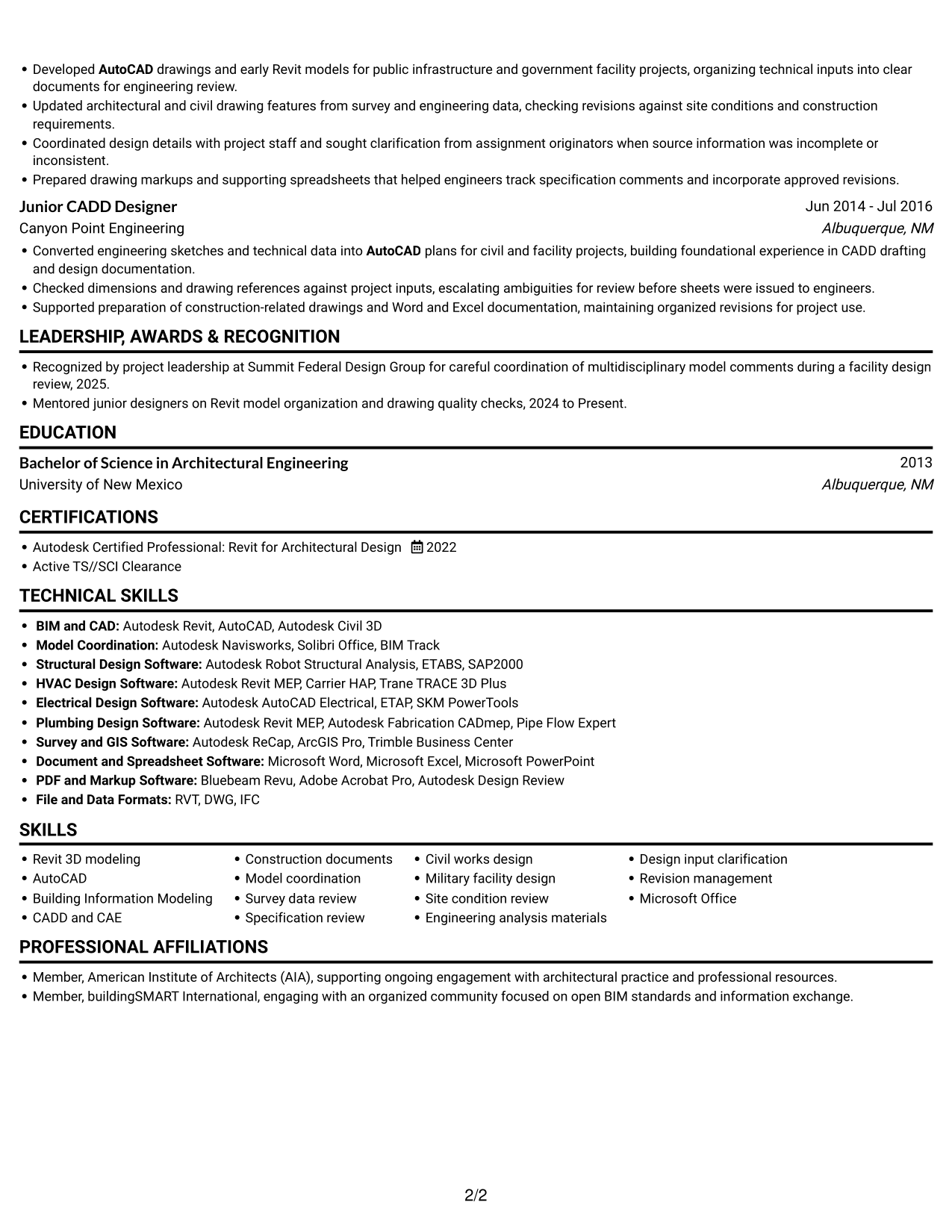 Resume example — page 2
