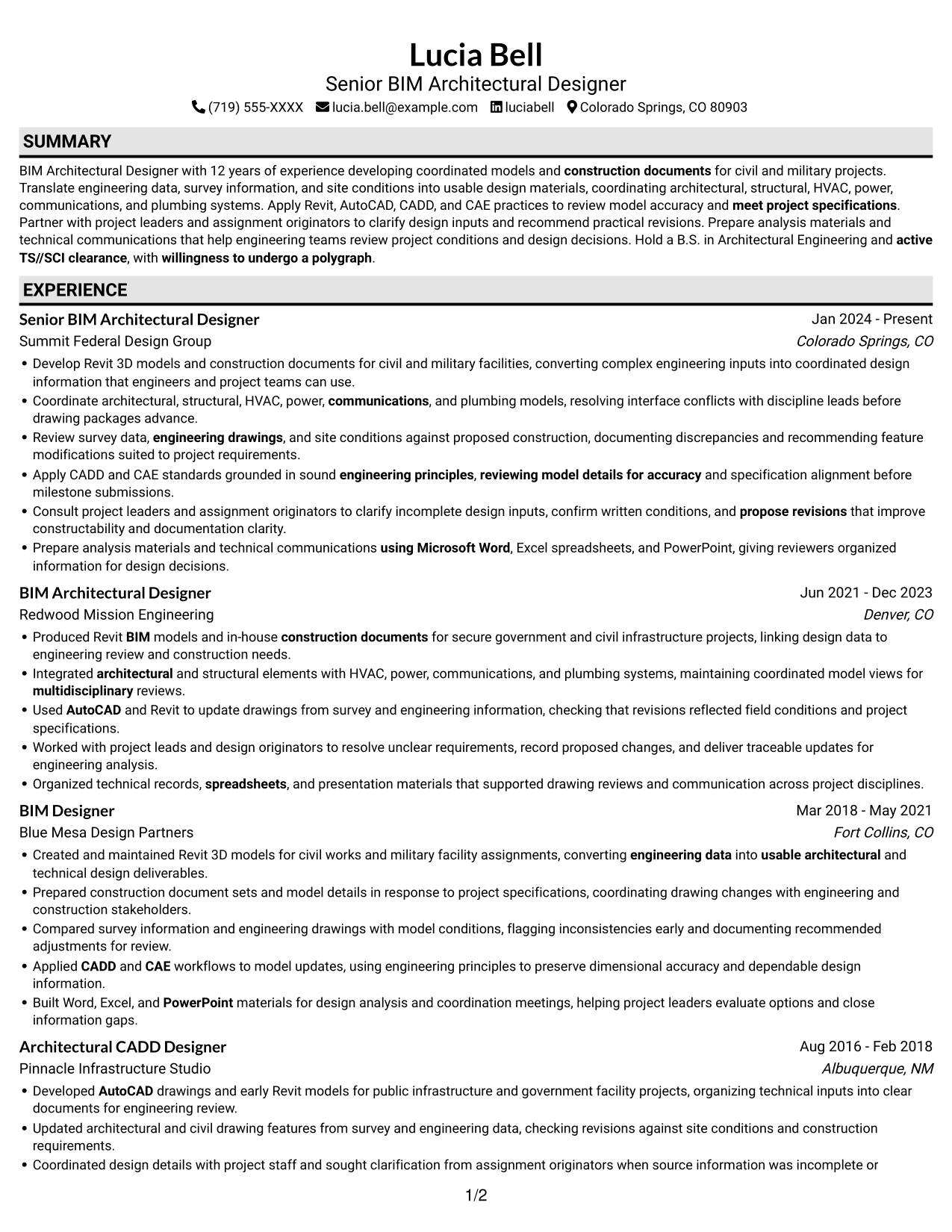 Resume example — page 1