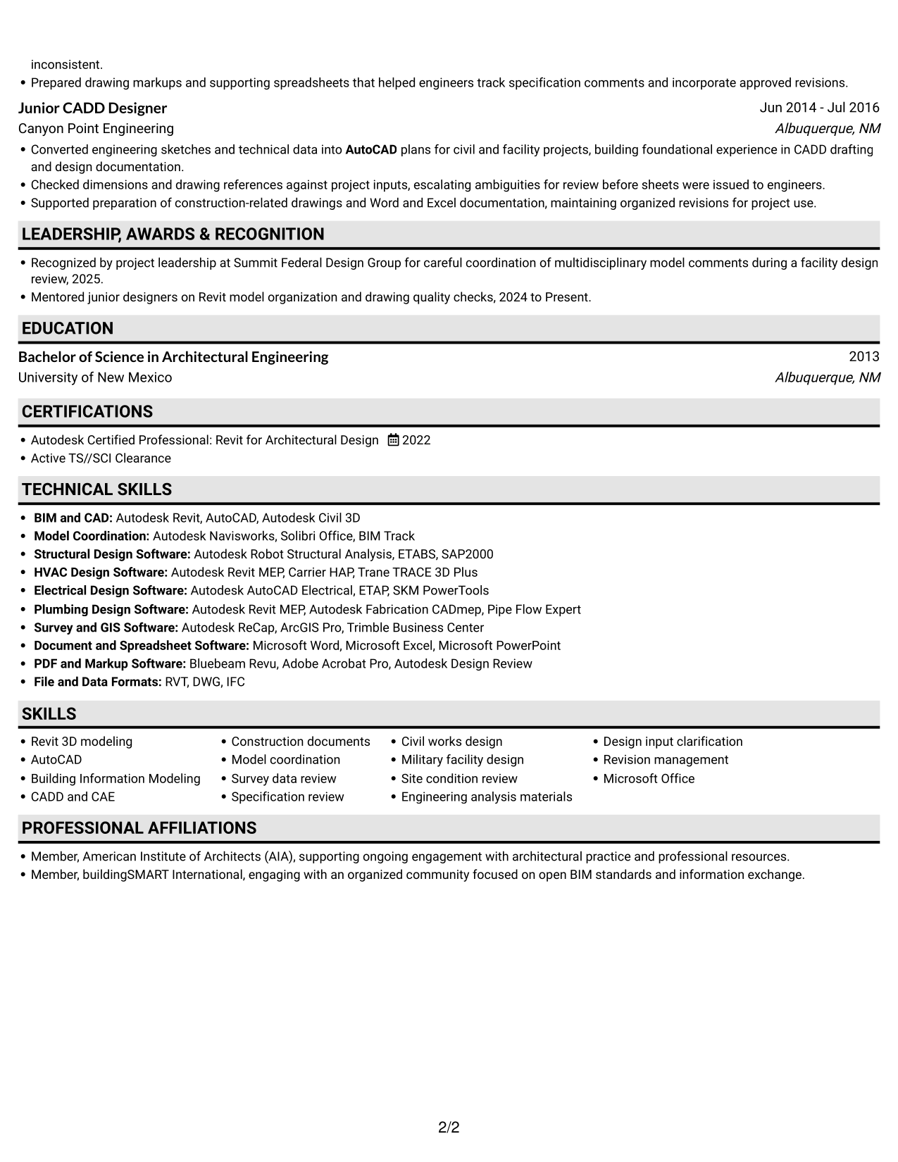 Resume example — page 2