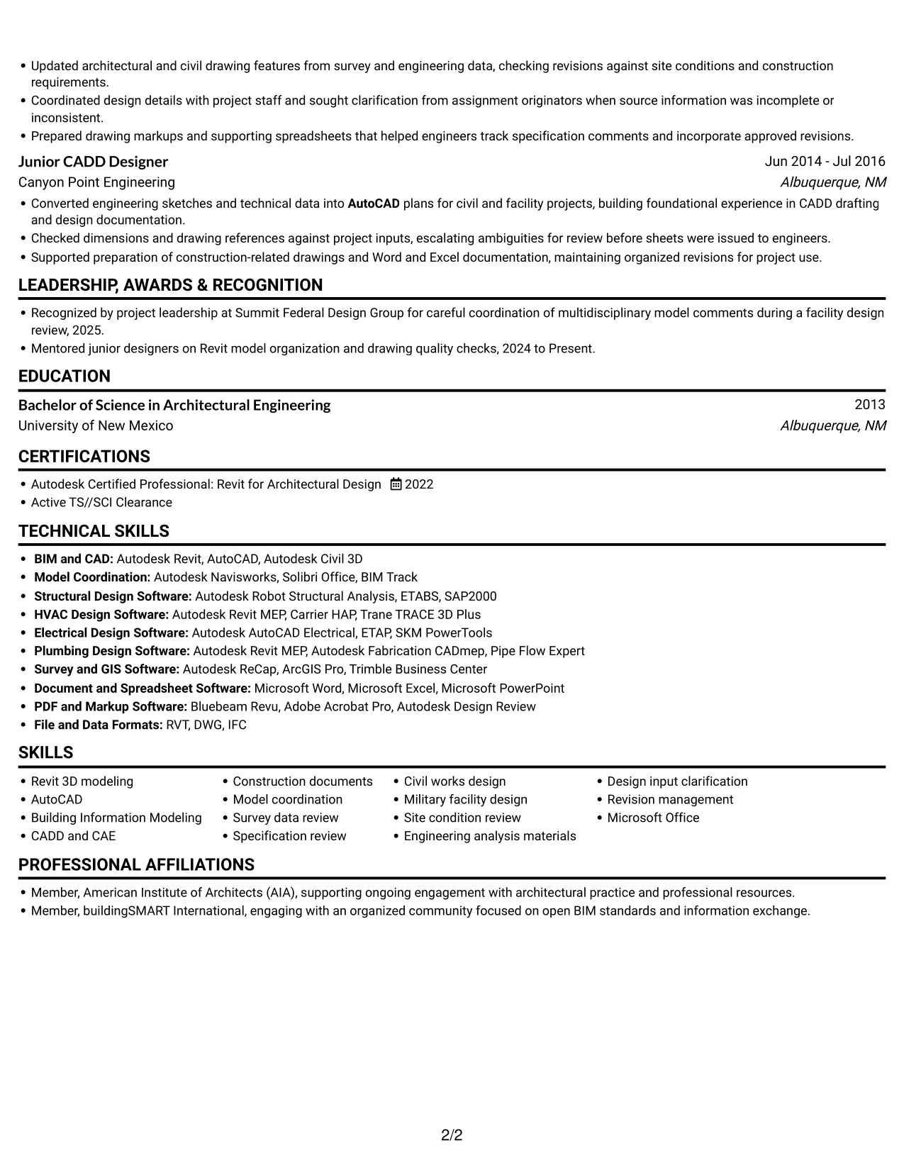 Resume example — page 2