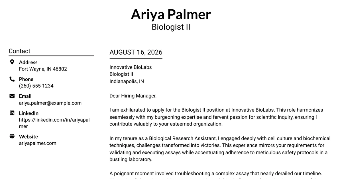 30+ Biologist II Cover Letter Templates with Example 2026